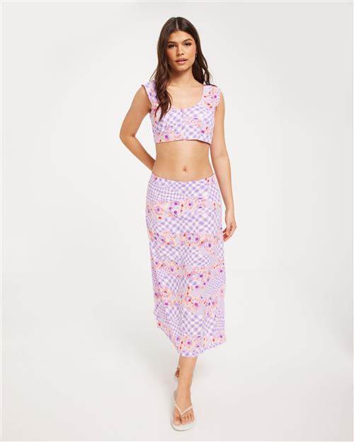 Only - Blomstret - Onlmadeline Lw Calf Skirt Ptm