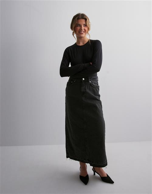 Se Only - Grå - Onlnelia Mw Maxi Dnm Skirt Cro ved Nelly