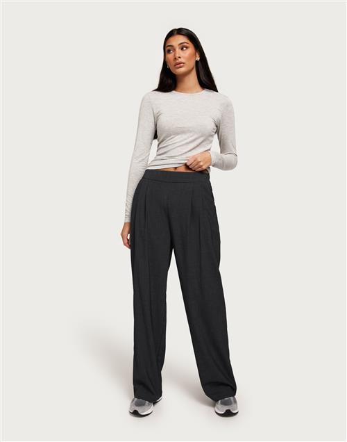 Pieces - Grå - Pcluisa Hw Wide Pant Bc