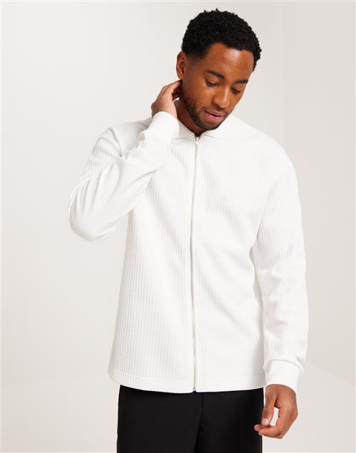 Se Ciszere Ottoman stitch full zip Trøjer med lynlås White ved NLY Man