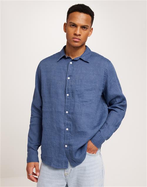 J Lindeberg Reg LS Clean Linen Shirt Blå skjortor Blå