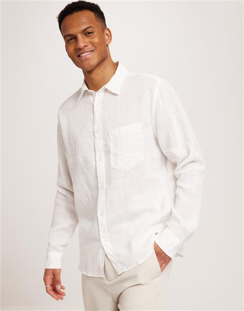 J Lindeberg Reg LS Clean Linen Shirt Hørskjorter White