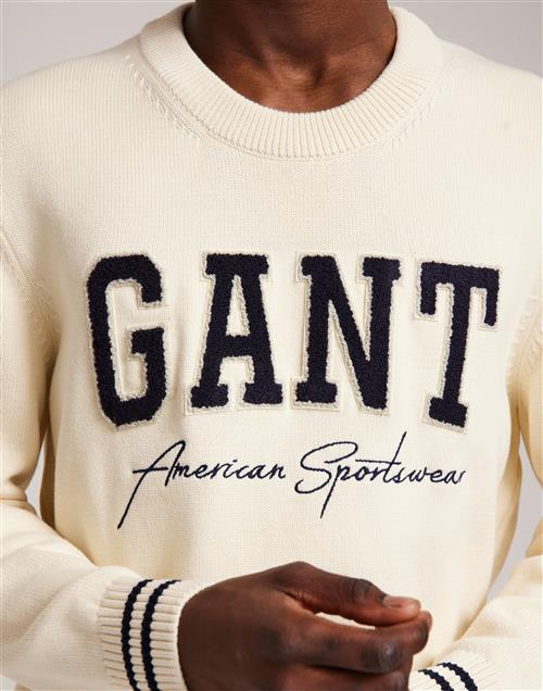 Gant Relaxed Collegiate C-Neck Striktrøjer Cream