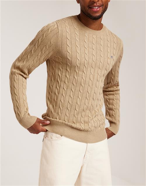 Gant Cotton Cable C-Neck Striktrøjer Khaki