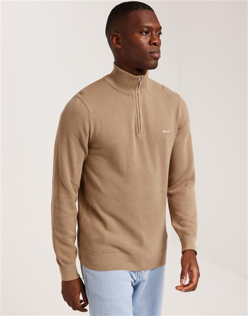 Gant Cotton Pique Halfzip Striktrøjer Khaki