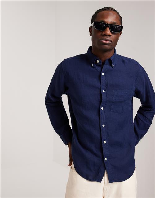 Gant Reg Gmnt Dyed Linen Shirt Hørskjorter Blå