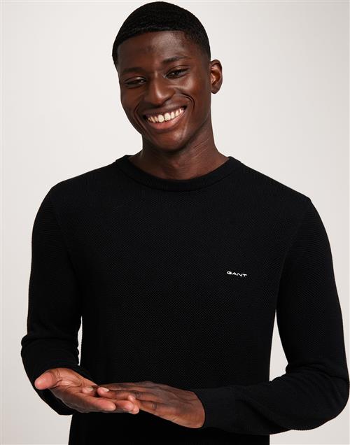 Gant Cotton Pique C-Neck Striktrøjer Black