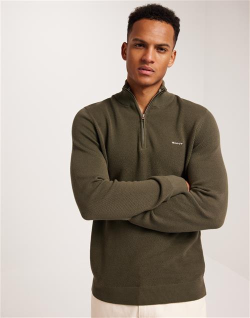 Gant Cotton Pique Halfzip Striktrøjer Juniper Green