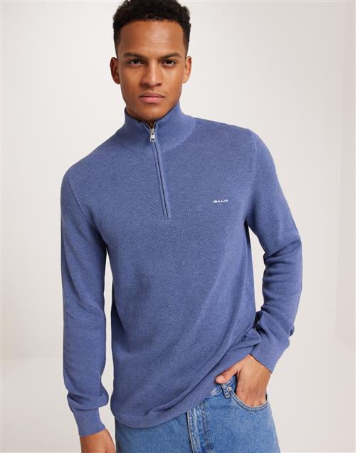 Gant Cotton Pique Halfzip Striktrøjer Blue Melange