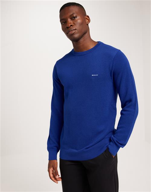 Gant Cotton Pique C-Neck Striktrøjer Blue