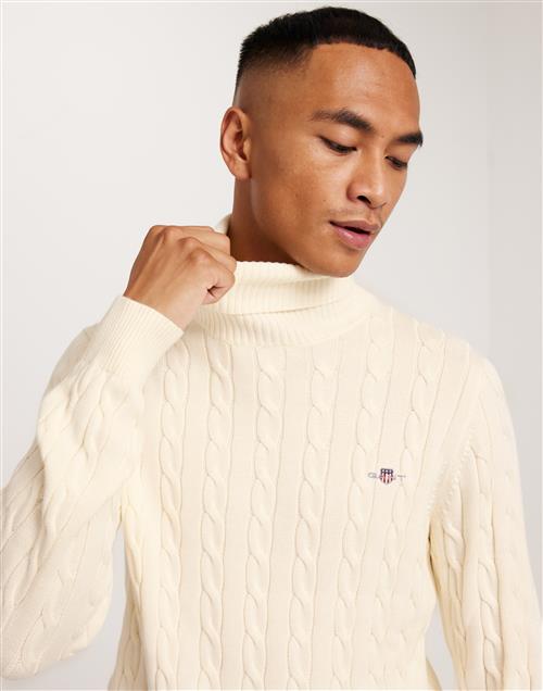 Gant Cotton Cable Turtle Neck Striktrøjer Beige