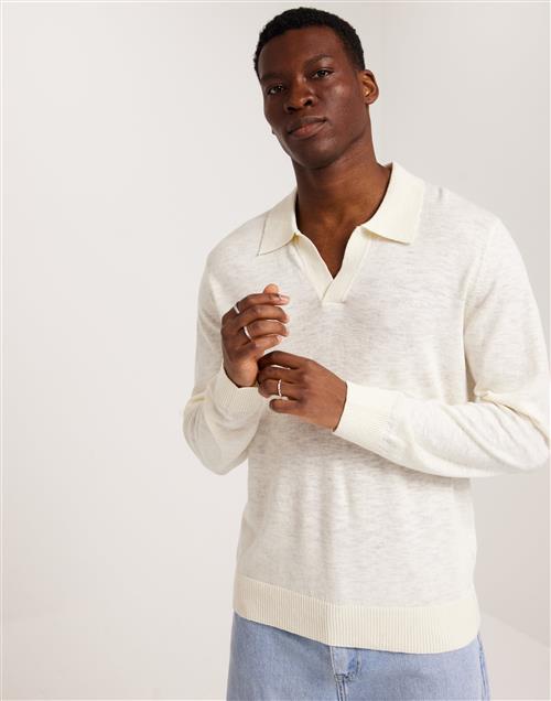 Gant Cotton Linen Open Polo Striktrøjer Cream