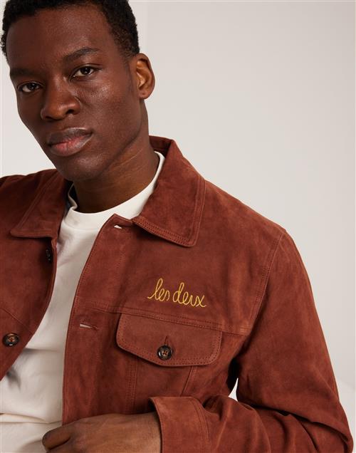 Les Deux Micah Suede Jacket Skindjakker Cherry