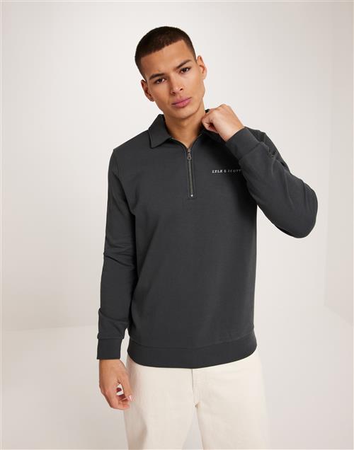 Lyle & Scott Loopback Embroidered Collared Sweatshirt Half zip Grå