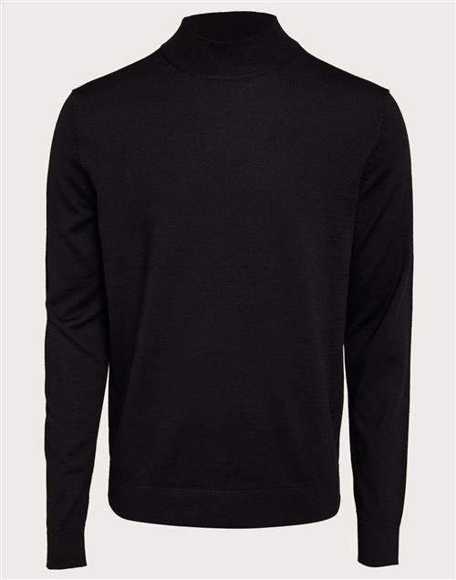 Selected Homme Slhtown Merino Coolmax Knit Mock B Polotrøjer Black