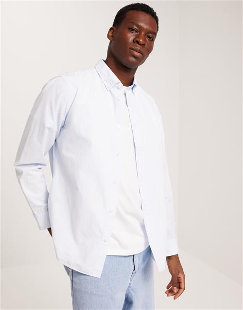 Selected Homme Slhslimrick-Poplin Shirt Ls Noos Vita skjortor Light Blue