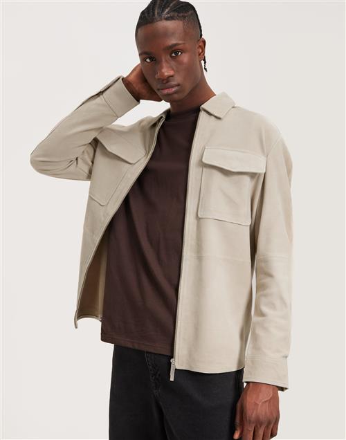 Selected Homme Slhforan Suede Overshirt W Skindjakker Beige