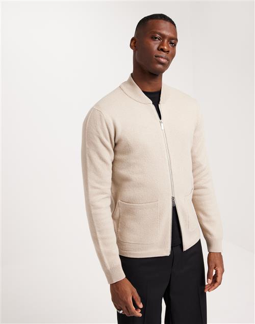 Selected Homme Slhreason Ls Knit Boiled Wool Zip W Striktrøjer Pure Cashmere