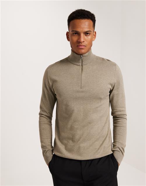 Selected Homme Slhberg Half Zip Cardigan Noos Striktrøjer Vetiver Melange