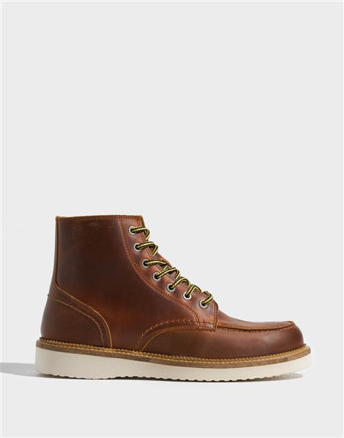 Selected Homme Slhteo New Leather Moc-Toe Boot Støvler Brun