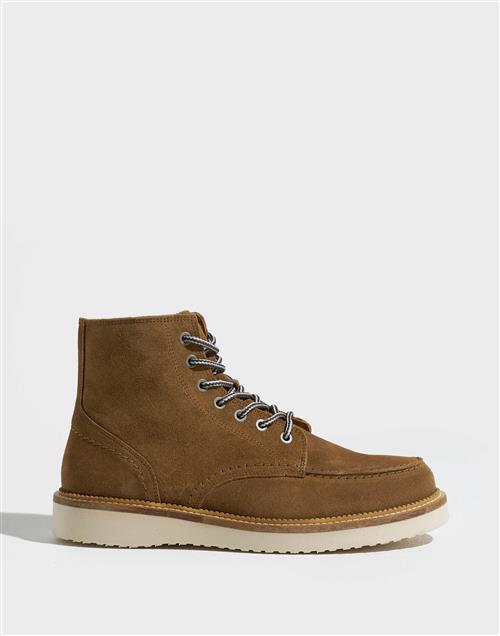 Selected Homme Slhteo New Suede Moc-Toe Boot B Støvler Tobacco Brown