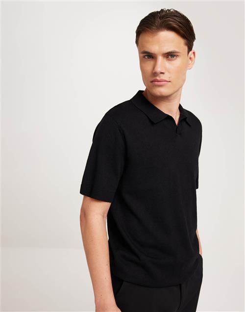 Selected Homme Slhlake Linen Ss Polo Kortærmede poloer Black