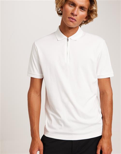 Selected Homme Slhfave Zip Ss Polo Noos Kortærmede poloer Cloud Dancer