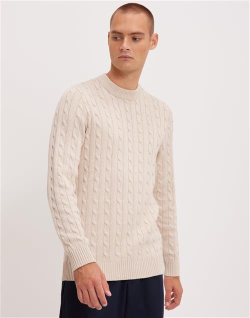 Selected Homme Slhryan Structure Crew Neck Striktrøjer Bone White Melange