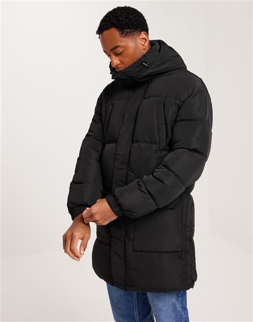 Sixth June Long Puffer Jacket with Hood Puffer jackets Black