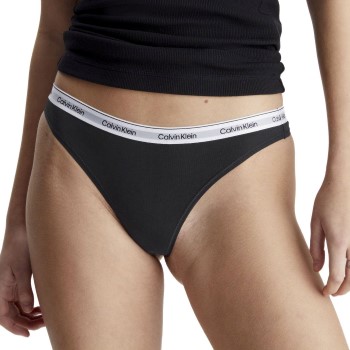 Calvin Klein Trusser 3P Modern Logo Thongs Sort bomuld Small Dame