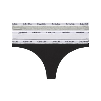 Calvin Klein Trusser 3P Modern Logo Thongs Hvid/Grå bomuld Large Dame