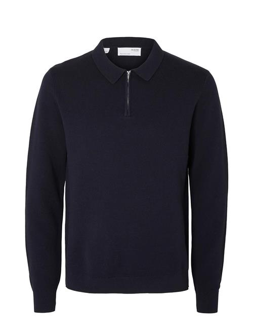 Se Selected Homme Slhflorence Ls Knit Zip Polo Ex Selected Homme Navy ved Booztlet