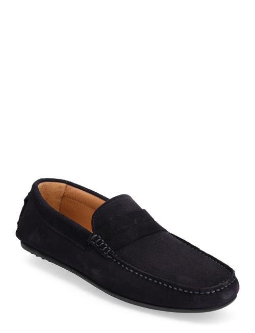 Se Selected Homme Slhsergio Suede Penny Driving Shoe B Selected Homme Navy ved Booztlet