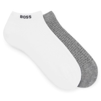 BOSS Strømper 2P Minipatetrn CC Ankle Socks Hvid/Grå Str 39/42 Herre