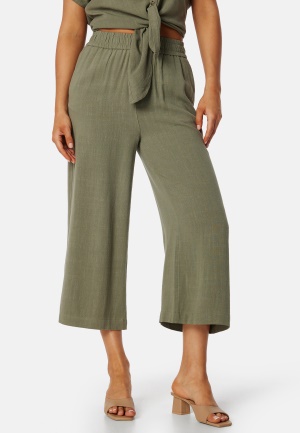 Se Pieces Pcvinsty HW Linen Culotte Deep Lichen Green L ved Bubbleroom