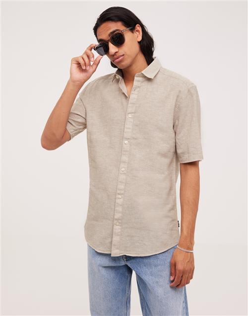 Only & Sons Onscaiden Life Ss Solid Linen Shirt Gröna skjortor Grå