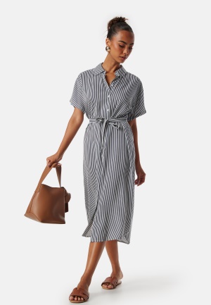 Se VERO MODA Bumby SS Calf Shirt Dress Snow White Stripes:I L ved Bubbleroom