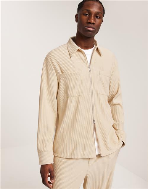 Ciszere Mateo plisse overshirt Svarta skjortor Beige