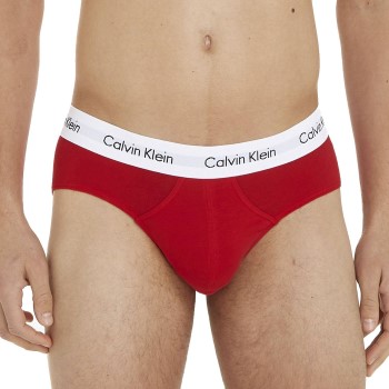 Calvin Klein 3P Cotton Stretch Hip Brief Marine/Rød bomuld Small Herre