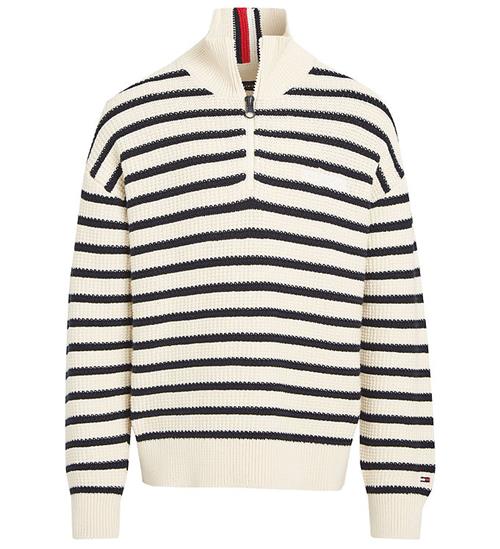 Tommy Hilfiger Tommy Hilfiger Bluse - Strik - Half Zip Breton - Calico/Navy Str