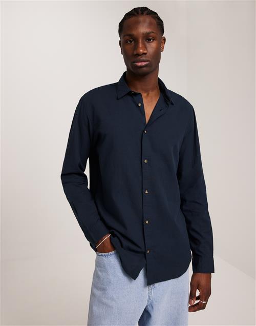 Jack & Jones Jjesummer Linen Blend Shirt Ls Sn Hørskjorter Blå