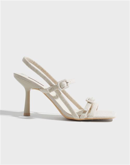 Se Nelly - Beige - Linen Strappy Heel ved Nelly