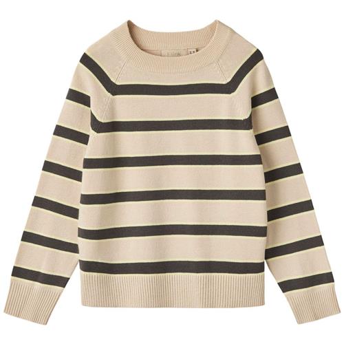 Fliink Favo Stribet Strikket Trøje Sandshell/Magnet | Beige | 4 years