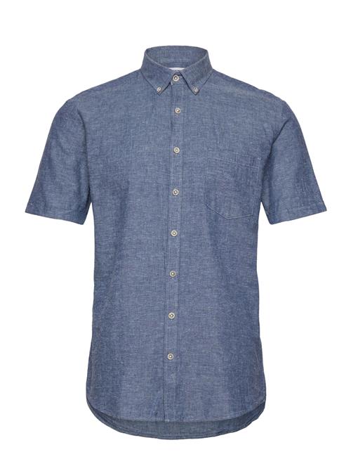 Cotton/Linen Shirt S/S Lindbergh Navy