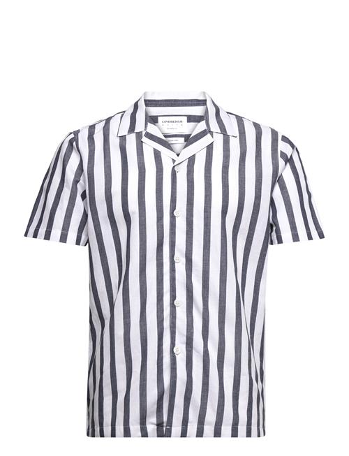 Cot/Lin Striped Resort S/S Lindbergh Navy