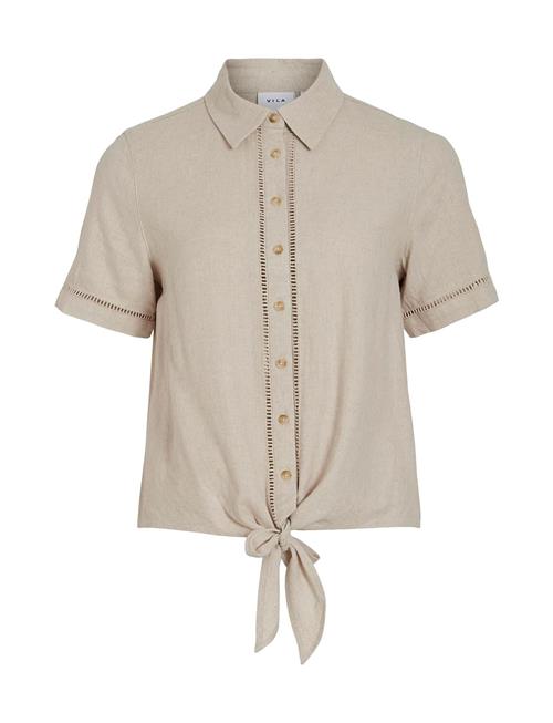 Vila Vilinda S/S Knot Shirt/R Vila Beige