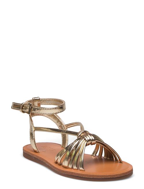 Mango Ruched Strips Sandals Mango Gold