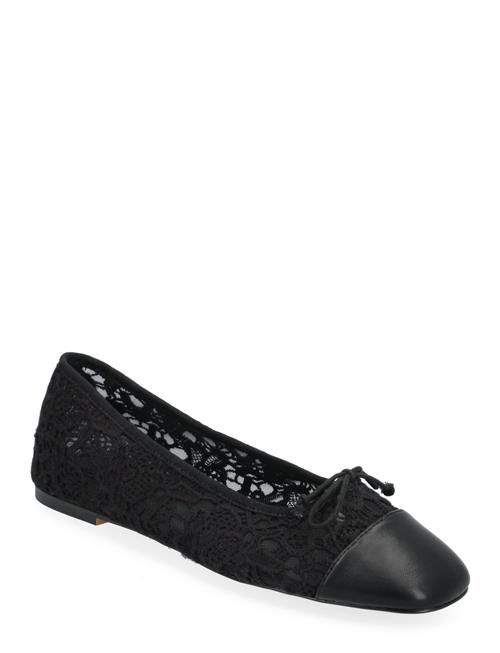 Lace Ballet Flats With Bow Mango Black