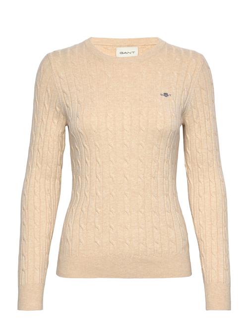 Se GANT Stretch Cotton Cable C-Neck GANT Cream ved Booztlet