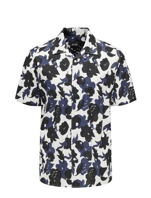 ONLY & SONS Onstrev Reg Ctn Lin Aop Ss Shirt Noos ONLY & SONS Navy